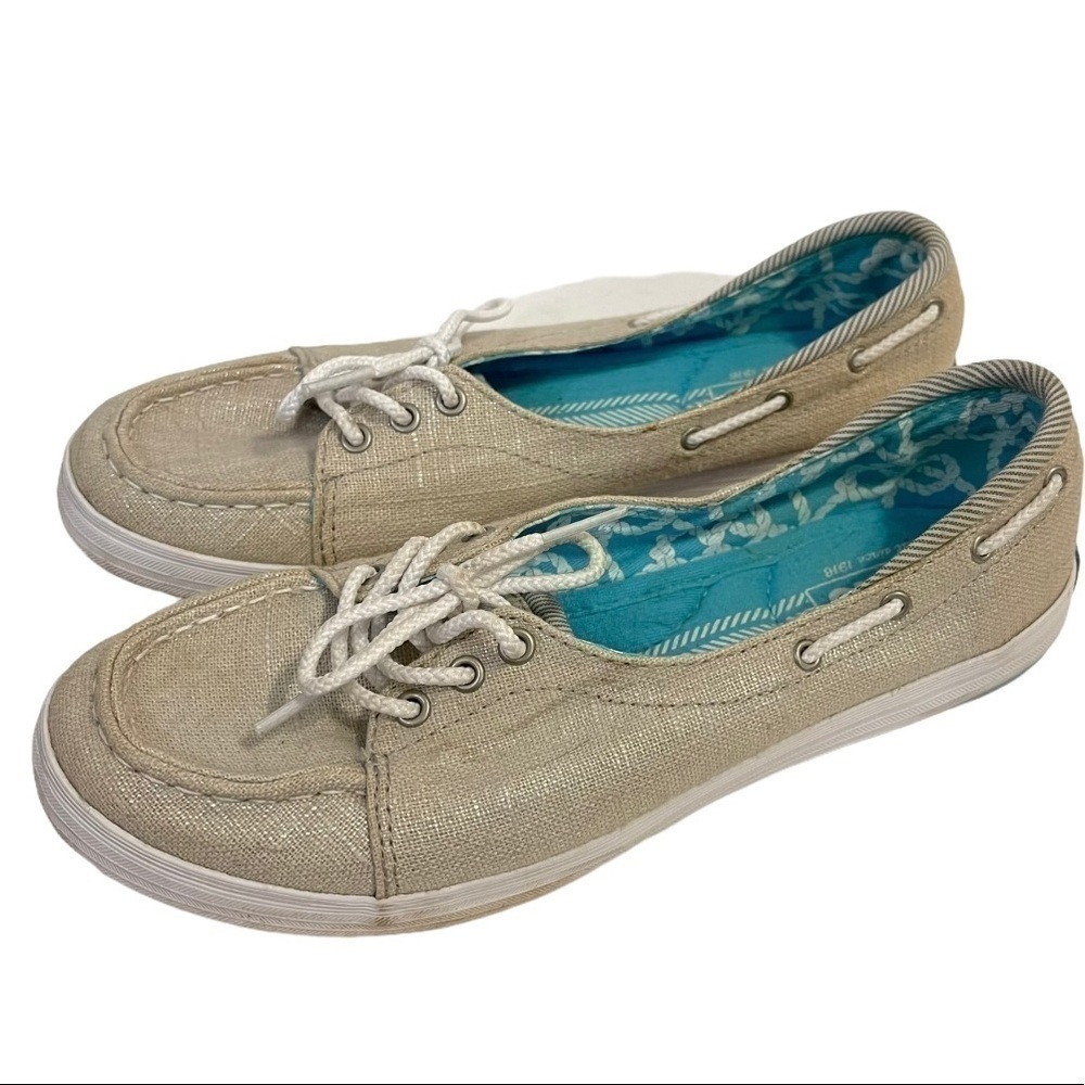 KEDS Ortholite Glimmer Linen Boat Shoe Loafer